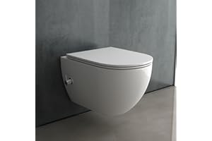 ALPENBERGER GERMANY Alpenberger WC avec fonction bidet Taharet Cuvette de douche avec siège de toilette Softclose | WC mural – WC suspendus compatible Geberit (WC de douche avec robinet, Cera 6250 SLIM)