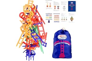 WEofferwhatYOUwant Family Game - Stacking Chairs and Ladders - 44 Piece Balance Game for Kids & Adults - For Team or Solo Play - Ideal for Travel, Gifts, Parties & Game Nights