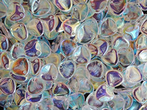 50pcs Rose Petal Beads - Czech Pressed Glass Beads in the form of rose petals, 7x8 mm, Crystal AB