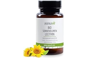 Sanuvit® - BIO Sonnenblumen-Lecithin Kapseln | 1200 mg pro Tagesdosis | Hochdosiert | Hohe Bioverfügbarkeit und Verträglichkeit | Vegan | Hergestellt in Österreich | 180 Kapseln