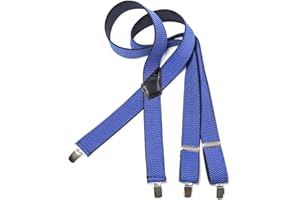 MR. M MR.M Bretelle uomo, 4 clips incrocio X LARGHE, Regolabili a 195cm, Finiture vera pelle, Made Europe