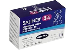 Salineb 3% Hypertonic Saline Solution Vials for Inhalation Pack of 30 Single-dose of 5ml - Clears Airways, Reduces Mucous, Clears Congestion, Inhalation Solution