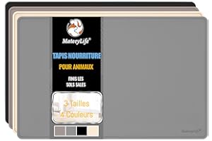 MateeyLife Tapis Gamelle Chien et Chat, Silicone Tapis Gamelle Chat, Tapis de Nourriture pour Animaux Antidérapant et Imperméable, 56x36cm, Bronze