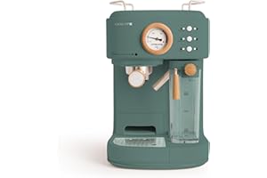 CREATE / THERA RETRO PRO/Cafetera Express semiautomática Verde Sage / 20 bares, depósito de leche, bandeja de goteo, dos salidas,capacidad 1,5l, para café molido, 1250W