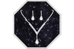 Set di collane di strass Jovono Set di orecchini di cristallo da sposa in argento Set di gioielli da sposa per le donne