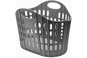 Addis Fold Flat Laundry Basket Cesto portabiancheria Piatto, Facile da riporre, Grigio Scuro, 38 Litre