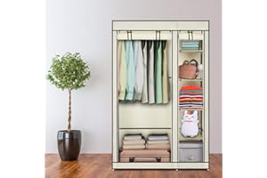 Outvita Armoire de Rangement Penderie Tissu Armoire Chambre Portable pour Chambre D'adulte avec Housse 5 Couches - 110 x 45 x 175 cm, Beige