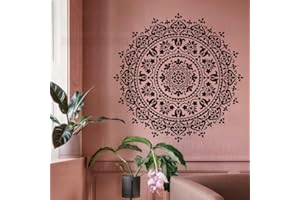 壁涂鸥 BACKGROUNDTURNOVER 80cm Mandala Round Flower Lotus Stencil Plantillas Para Decoración Plantilla Mandala Reutilizable Patrones De Muebles Suelo De Baldosas Pared Del Nicho Las Semillas Azulejos Del Suelo Tela