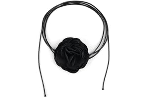Elegant Rose Flower Choker Halsband - Gothic Tyg Lace Up för Kvinnor Flickor Brudbröllopsfest Födelsedag Jul