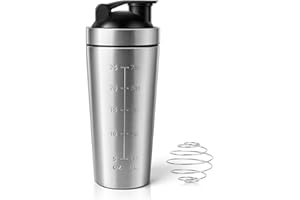 FENGQ Shaker per proteine in acciaio inox, 750 ml, shaker per proteine in acciaio inox, shaker per sport e fitness, shaker per proteine fitness, con sfera in acciaio inox, per proteine, dieta e