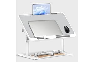 ‎KIDSBUDDY Laptoptisch，Betttisch Klappbar，Höhenverstellbar，4 Einstellbare Winkel，Laptop Ständer，Tisch Bett，Klapptisch für Bett Sofa Boden Arbeiten Studieren Lesen Schreiben (60 * 40cm,Grau)