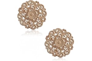 KSJEHW 2 Piezas Madera Tallada Decoración Calcomanías para Muebles, Molduras para Puertas Sin Pintar DIY para Cama, Puerta, Ventanas de Decoración (Estilo 1, 12cm)