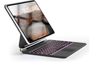 JKSML Etui na klawiaturę do iPada 10 generacji 10,9 cala 2022, iPad 10. generacji, z 7 kolorami oświetlenia, miękka tylna obudowa z TPU, klawiatura Bluetooth QWERTZ, funkcja automatycznego