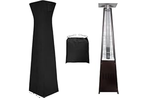 Easy-Going Pyramid Torch Patio Heater Cover with Zipper and Storage Bag, Waterproof Outdoor Heater Cover Dustproof, UV-Resisant, Wind-Resistant (90"H x 23"L x 23"W, Black)