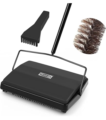 Obelunrp Sweeper à Vide Manuel, balayeur de Plancher Non électrique à Vide à 180 degrés à 180 degrés, balayeur Manuel pour Tapis et planchers (Bleu) 2 en 1
