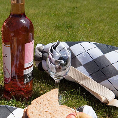 Savisto Luxus 4 Personen Picknickkorb mit komplettem Picknick-Set inkl. Teller, Besteck, Weingläsern, Kühltaschen und Weinkühler - 3