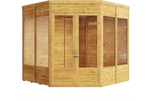 BillyOh Corner Summerhouse Log Cabin 7 x 7 Garden Storage Shed Wooden Summer House Sheds Picton Summerhouses Pressure Treated Available (Spray Treated, 7x7)