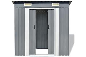 Homgoday Cobertizo de Almacenaje para Jardín Antracita Caseta Casetilla de Almacenamiento para Patio Exterior Cabaña de Gris