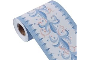 Carta da parati impermeabile con bordo rimovibile rimovibile e bastone autoadesivo per cucina, bagno, adesivo da parete per bordi, con fiori blu, banggo, 0,1 x 10 metri