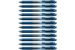 Pentel - Bolígrafo Energel retráctil con punta de bola. Escritura en color azul marino Pack de 12
