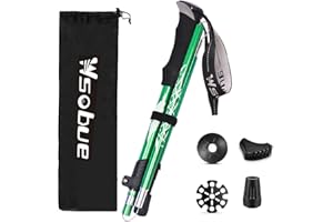WSOBUE Bastónes de Senderismo,Bastón de Trekking Plegable Anti-Choque Aluminio 7075, Bastones de Marcha para Senderismo Alpinismo Trail Viaje