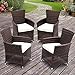 Produktbild Polyrattan Gartensessel | Braun, mit Sitzkissen, im 4er-Set | Gartenstühle, Gartenmöbel, Rattanstuhl, Relaxsessel