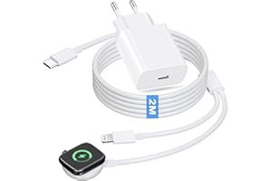 AINPOW 2 w 1 kabel do ładowania do zegarka Apple Watch i iPhone, 20 W USB C, ładowarka do szybkiego ładowania iPhone z iWatch, kabel do ładowania 2 m, do Apple Watch 9 8 7 6 5 4 SE Ultra, iPhone 14 13 12 11