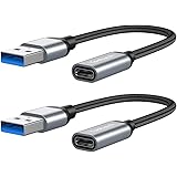 Yootech USB C Female to USB Male Adapter (2 Pack), 5inch USB 3.1 Gen 5Gbps USB A to Type C Connector, Compatible with iPhone 