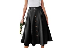 JayscreateEU Damen Rock Midirock Rock Lang Hohe Taille Rock Knielang A Linie Damen Mit Taschen Sommer Rock Mit Falten Maxirock Herbst Rock mit Fransen