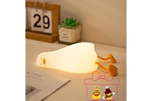 FAMIDUO Luce Notturna Bambini, Sdraiata Anatra Lampada Led Ricaricabile, Neonato Accessori Utili Camera Da Letto, Lampada Comodino, Regalo Neonata Femmina, Luminosità Regolabile, Tempismo Di 30 Minuti