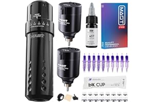 MAST TATTOO Mast S10 kit tatuaggi per Mast Flip macchinetta tatuaggi Pen rotativa Tattoo Gun with T1 senza fili batteria Battery Power Supply RCA Jack cartucce aghi per tatuaggi for Tatuaggi artisti(2 batteries)