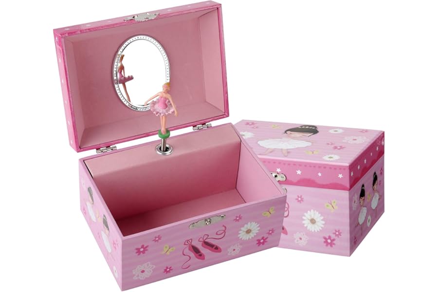 TAOPU Girls Musical Jewelry Box with Spinning Ballerina, Music Box for Jewel Storage,Ballerina Girls Gift Toys for Kids Ages 3-10