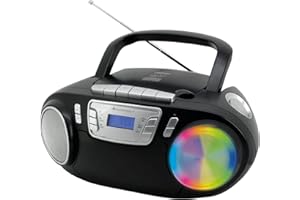 Soundmaster SCD5800SW Radio FM CD MP3 Enregistreur Cassette LED USB Microphone Karaoké Fonction karaoké Effets de lumière