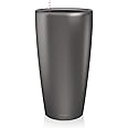 Lechuza RONDO 32 Self Watering Planter Large Plastic Indoor and Outdoor Plant Pot with Drainage Hole D40 H75 cm Charcoal Metallic