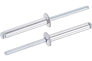 TA-VIGOR 120Pcs 5mm x 35mm Aluminium Blind Rivets, Open End Pop Rivets with Dome Head, Heavy Duty Pull Rivet for Metal Wood Plastic, Indoor Outdoor Fixings