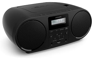 TAZ5000 All-in-One CD-spelare med FM-radio, Bluetooth 5.4, USB, batteri/nätström, dynamisk bas, återvunna material oc
