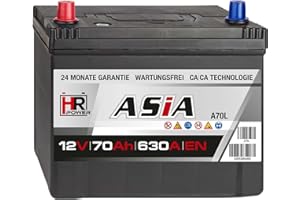 HR-POWER HR HiPower ASIA Autobatterie 70Ah 12V Pluspol Links 630A/EN Blei-Säure, hohe Startreserven auch bei Kälte
