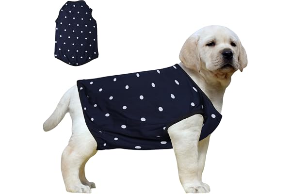 Western Era Funky Soft Cotton Dog T-Shirt, Comfortable Dog Clothing, Sleeveless Vest Puppy Outfit, Apparel (Small - 14inches, Polka Blue)