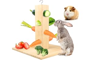CAIYUANGJ Mangiatoia per Conigli, Mangiatoia per Coniglio Legno, Mangiatoia per Conigli e Porcellini D'India, Rastrelliera per Mangime di Coniglio, con Base in Legno, per Conigli, Porcellini D'India, Animali