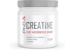 PhD Nutrition 100% Micronised Creatine Monohydrate Powder | Improved Strength and Performance During Exercise, 250g