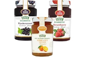 CREDO GIFTS Diabetic Jam Bundle with Stute Strawberry Jam 430g, Diabetic Blackcurrant Jam 430g and Diabetic Fine Marmalade 430g (3 Pack)