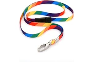 CKB LTD® Breakaway Rainbow Rayé Premium Sécurité Release Lanyard Neck Strap Pivotant Clip en métal pour porte-carte d'identité Bright Fun Funky Nouveauté Cool Lanyards