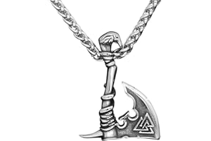schmuxxi Herren Anhänger Edelstahl Wikinger Axt Kettenanhänger Beidseitig Massiv Inklusive Kette 60cm