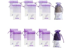 JTKREW 12 Stück Säckchen für Lavendel Leer,Lavendelsäckchen,Duftsäckchen Kleiderschrank, Stoffsäckchen Zum Befüllen Beutel Bags Leinensäckchen Schrank Gegen Motten Lila Kordelzug Gaze Baumwolle