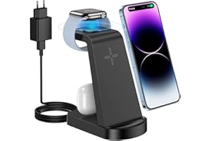 Wireless Charger, CKCN 3 in 1 Kabelloses Ladegerät für i Phone 15 14 13 12 Pro Max, Induktive Ladestation für Apple Watch Ladestation 8/7/SE/6/5/4/3/2, Ladestation für Air Pods 3/2/ Pro