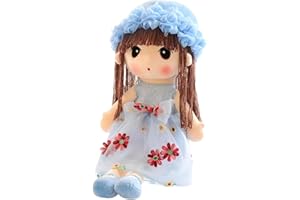 Bvizyelck Muñeca De Trapo para Niña con Ropa Y Pelo, Princesa Rag Doll con Vestido Y Sombrero Extraíbles, Peluche Lavable A Máquina
