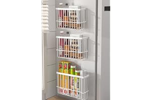 EigPluy 2 Piezas Caja De Almacenamiento De Puerta De Cocina,Adhesivo Caja De Almacenamiento Montada En Pared,Armarios/Baños/Refrigeradores Caja de Organización de Artículos Diversos (Blanco3)
