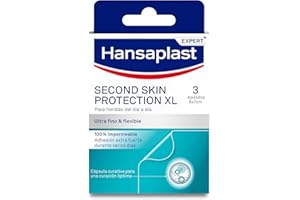 Hansaplast Second Skin Protection Apósito Avanzado XL, Apósito impermeable, ultrafino y flexible, Fuerte adhesión, Para aliviar el dolor y curar heridas, 3 uds.