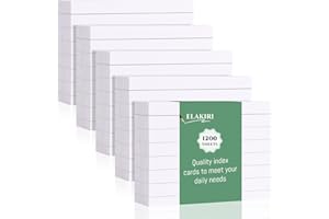 ELAKIRI 1200er Karteikarten a8 liniert, 150g/m² verdicktes Papier lernkarten Weiß, 5.2 x 7.4cm flashcards für Englisch Vokabeln, Formeln und Notizen, Index Cards für Büro Schule Präsentation Vortrag