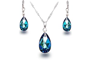 Schöner SD Schmuckset 925 Silber mit Marken Kristall Tropfen